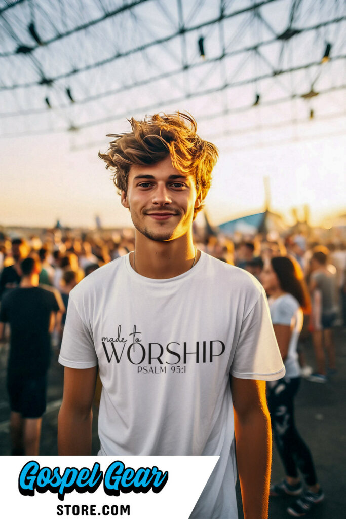 Made-to-worship-young-man-white-tshirt-683x1024 Christian Tee Shirts: Spreading the gospel through fashion