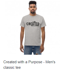 created with a purpose t-shirt