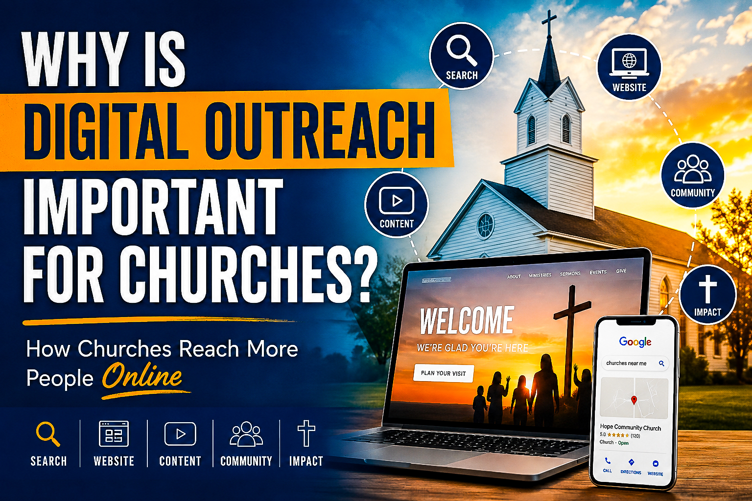 Digital outreach for churches using websites SEO content marketing and Google Search to reach more people online