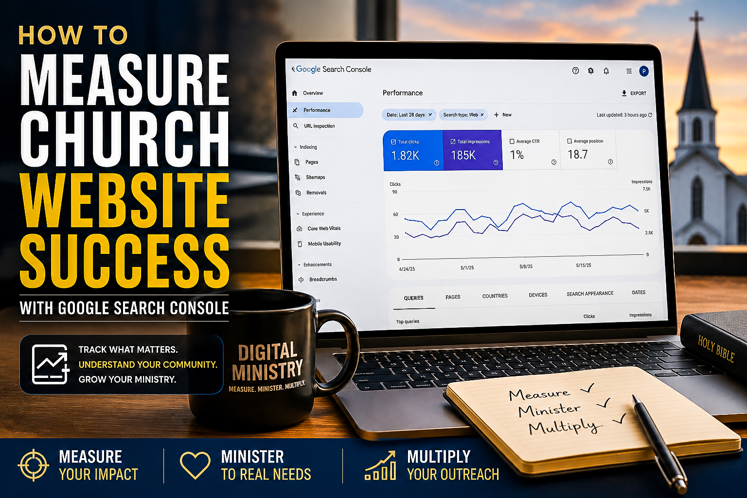 Church website success measured with Google Search Console performance data