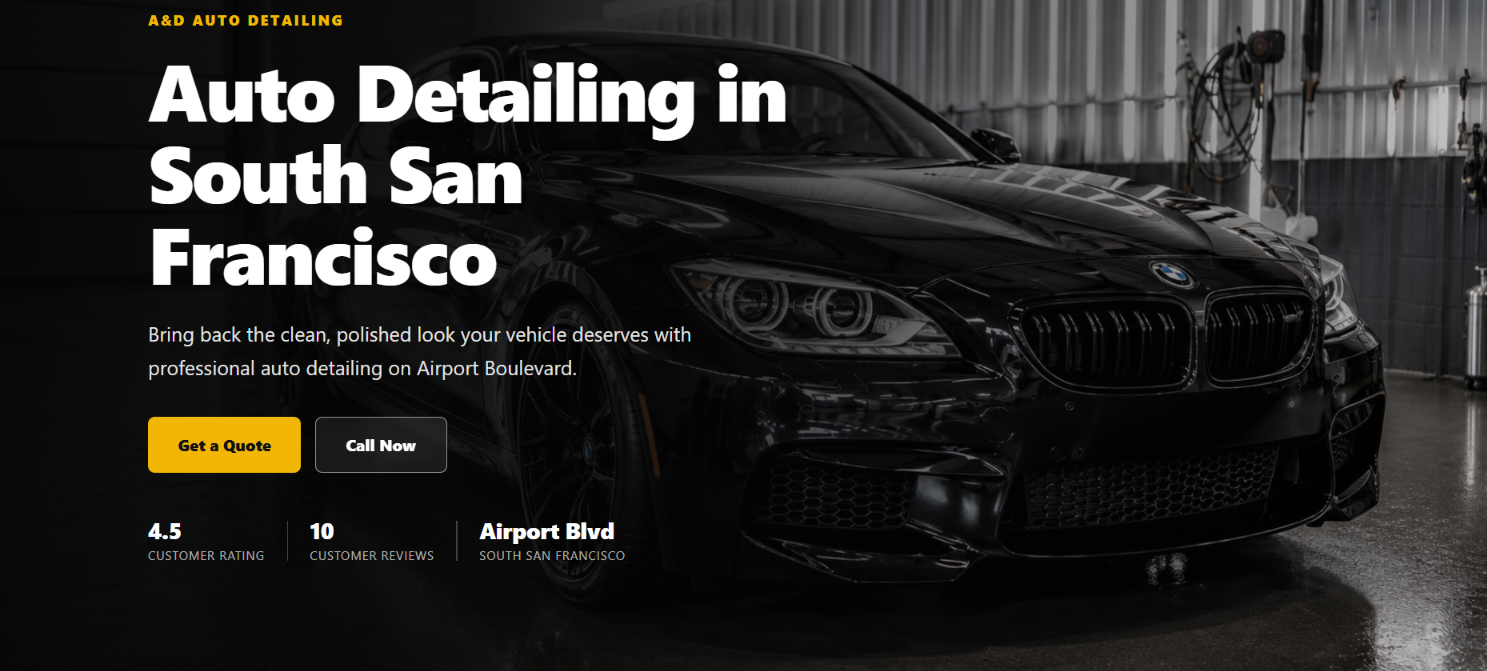 A&D Auto Detailing branded website concept after makeover