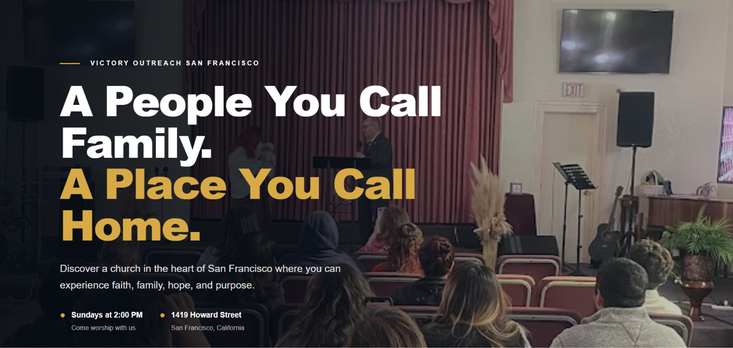 Victory Outreach San Francisco fresh modern church website redesign